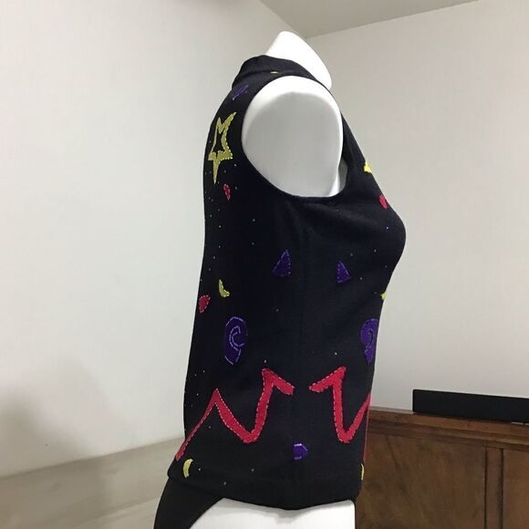 St John Black Turtle Neck Sweater Sleeveless Size Small - Picture 2 of 12